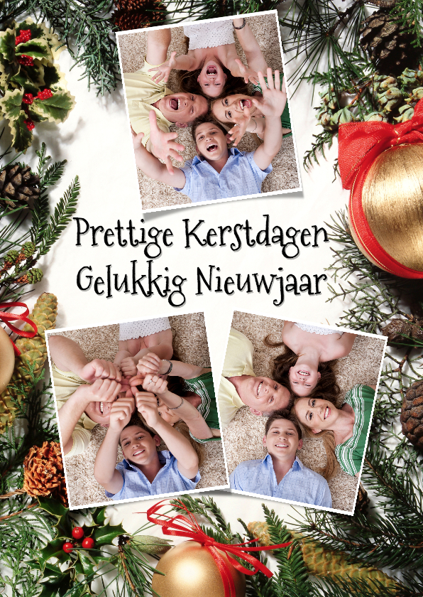 Kerststuk collage 3 foto's - Kerstkaarten Kerstkaarten - Kerststuk collage 3 foto's