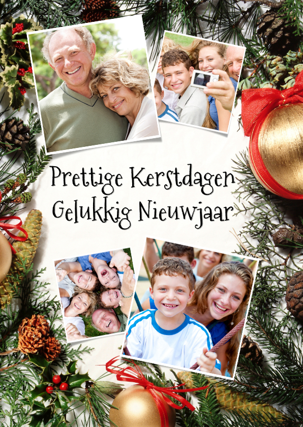 Kerststuk collage 4 foto's - Kerstkaarten Kerstkaarten - Kerststuk collage 4 foto's
