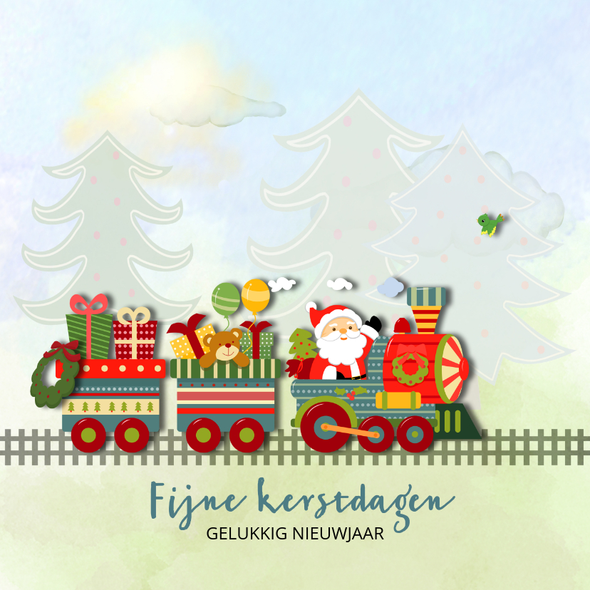 Kersttrein met kerstman - Kerstkaarten Kerstkaarten - Kersttrein met kerstman