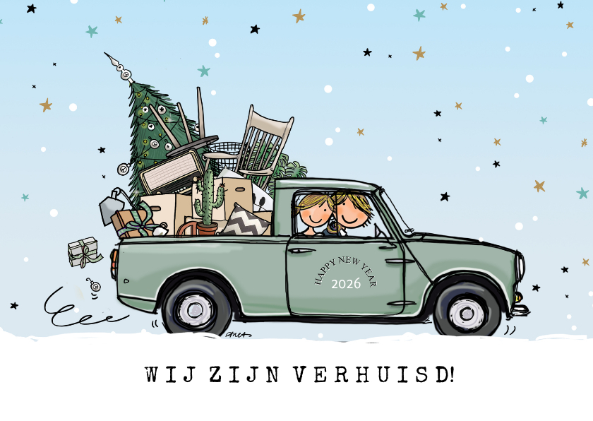 Kerstverhuiskaart pick-up - Kerstkaarten Kerstkaarten - Kerstverhuiskaart pick-up