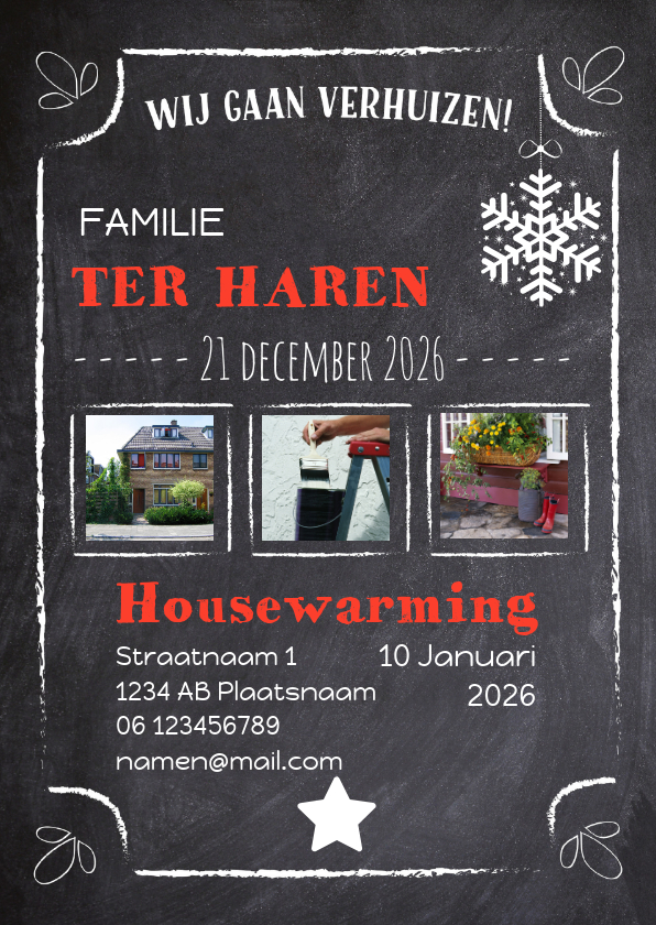 Kerstverhuizing krijtbord - Kerstkaarten Kerstkaarten - Kerstverhuizing krijtbord