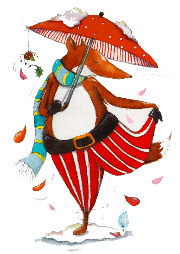 Kesrtkaart met dansende vos - Kerstkaarten Kerstkaarten - Kesrtkaart met dansende vos