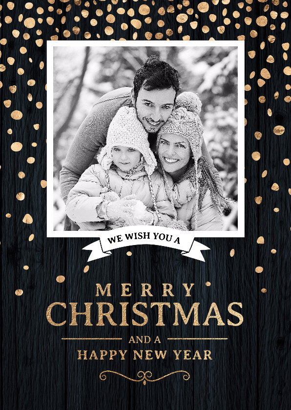 Klassieke foto kerstkaart zwart - Kerstkaarten Kerstkaarten - Klassieke foto kerstkaart zwart