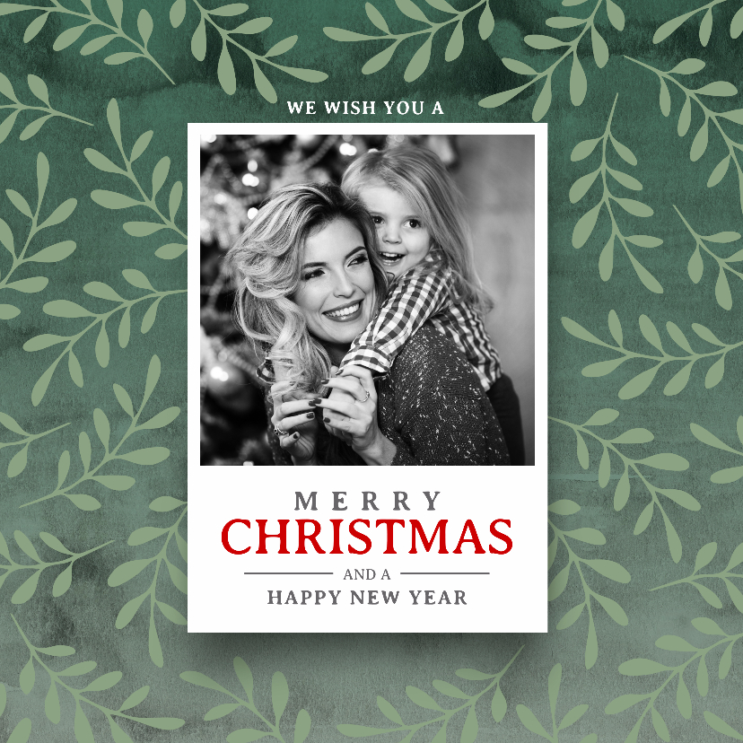 Klassieke kerstkaart foto kerst takken - Kerstkaarten Kerstkaarten - Klassieke kerstkaart foto kerst takken