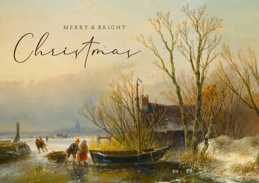 Klassieke kerstkaart met winterlandschap Andreas Schelfhout - Kerstkaarten Kerstkaarten - Klassieke kerstkaart met winterlandschap Andreas Schelfhout