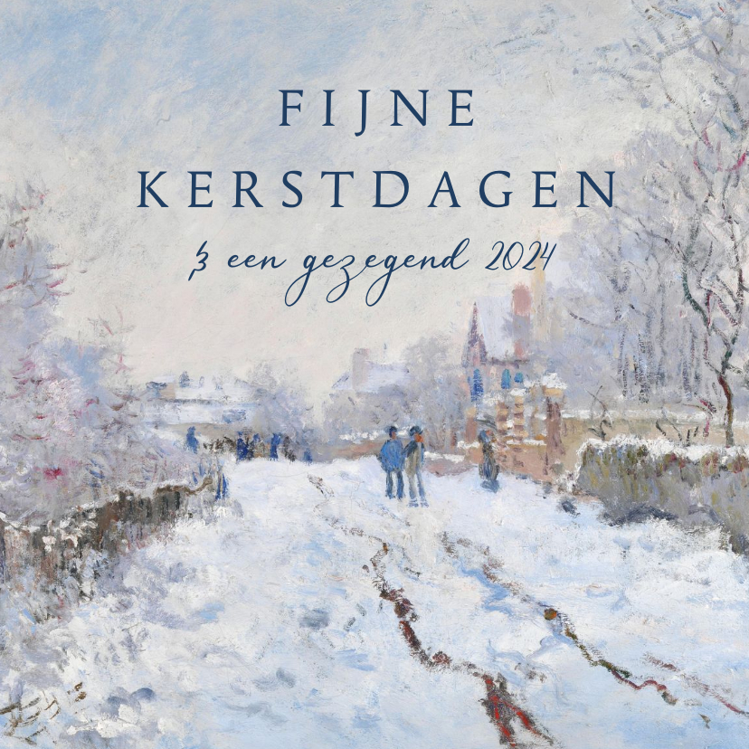 Klassieke kerstkaart schilderij Monet Snow at Argenteuil - Kerstkaarten Kerstkaarten - Klassieke kerstkaart schilderij Monet Snow at Argenteuil