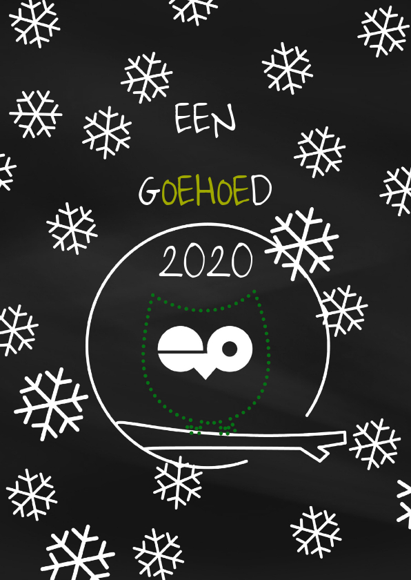 Krijtbord grappig uiltje 2020 - Kerstkaarten Kerstkaarten - Krijtbord grappig uiltje 2020