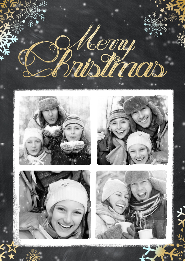 Krijtbord kerst 4 foto's - Kerstkaarten Kerstkaarten - Krijtbord kerst 4 foto's