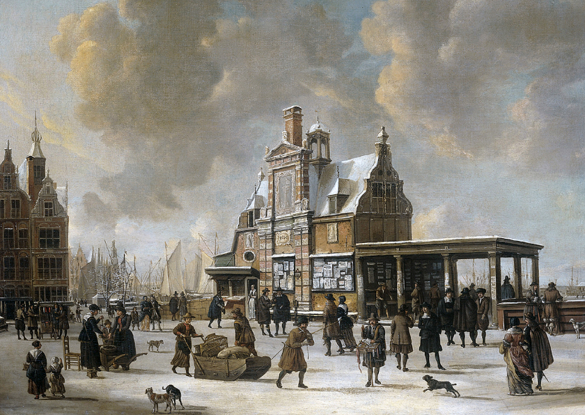 Kerstkaarten - Kunstkaart van Jan van der Heijden. Stadhuis op de Dam