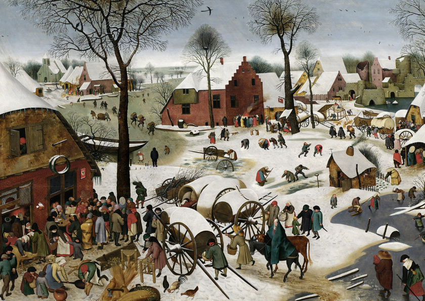 Kerstkaarten - Kunstkaart van Pieter Breughel. De volkstelling te Bethlehem