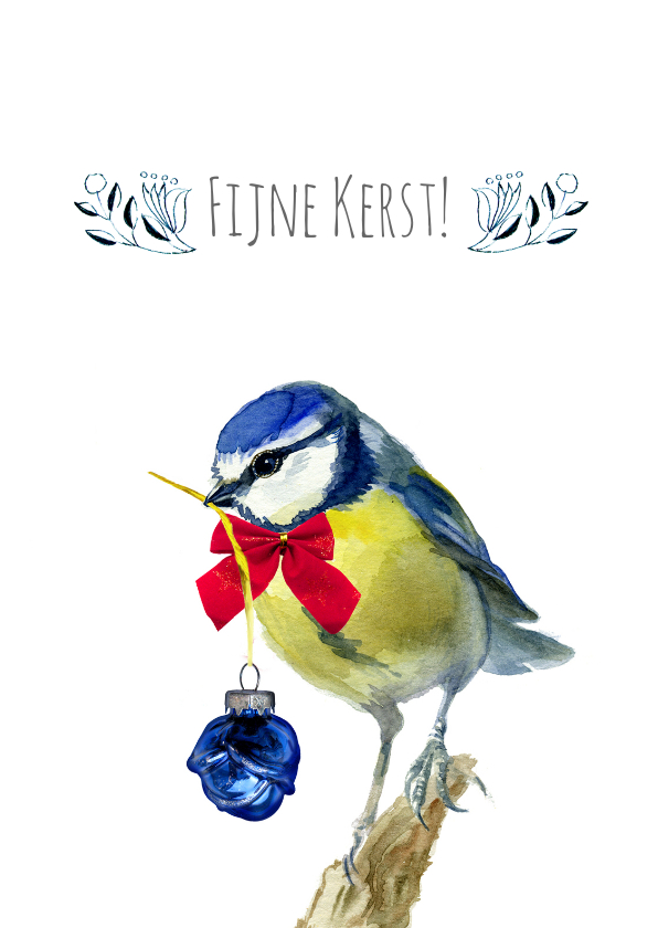 Lief kerstkaartje met pimpelmees - Kerstkaarten Kerstkaarten - Lief kerstkaartje met pimpelmees