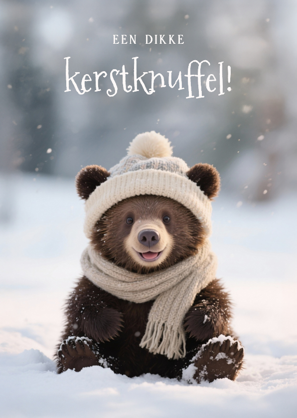 Lief kerstkaartje met schattig beertje dikke kerstknuffel - Kerstkaarten Kerstkaarten - Lief kerstkaartje met schattig beertje dikke kerstknuffel