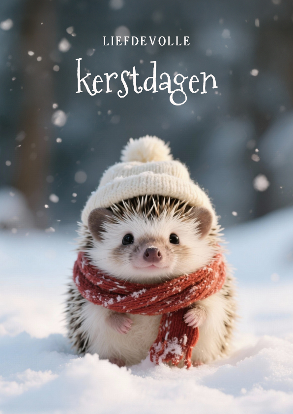 Lief kerstkaartje met schattig egeltje liefdevolle kerst - Kerstkaarten Kerstkaarten - Lief kerstkaartje met schattig egeltje liefdevolle kerst