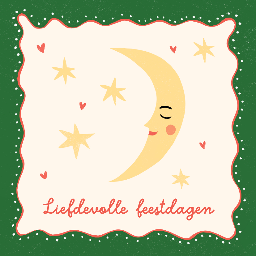 Kerstkaarten - Liefdevolle kerstkaart met de maan en sterren