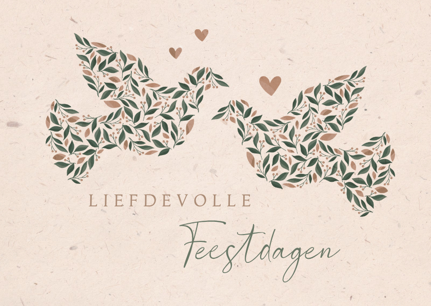 Liefdevolle kerstkaart met duiven en kraftlook - Kerstkaarten Kerstkaarten - Liefdevolle kerstkaart met duiven en kraftlook