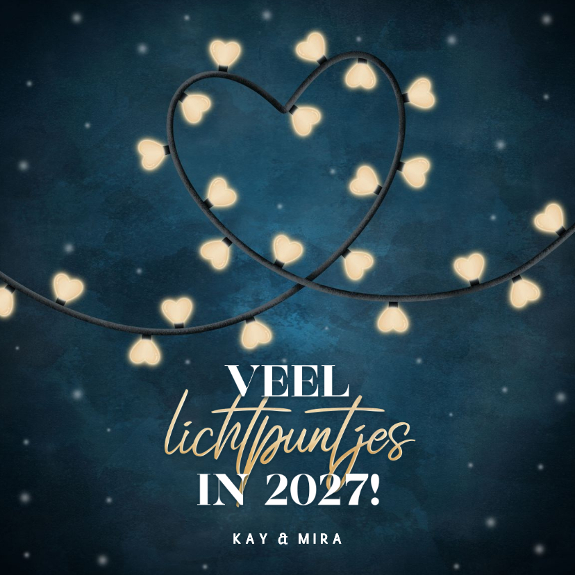 Liefdevolle kerstkaart veel lichtpuntjes in 2027 met lampjes - Kerstkaarten Kerstkaarten - Liefdevolle kerstkaart veel lichtpuntjes in 2027 met lampjes