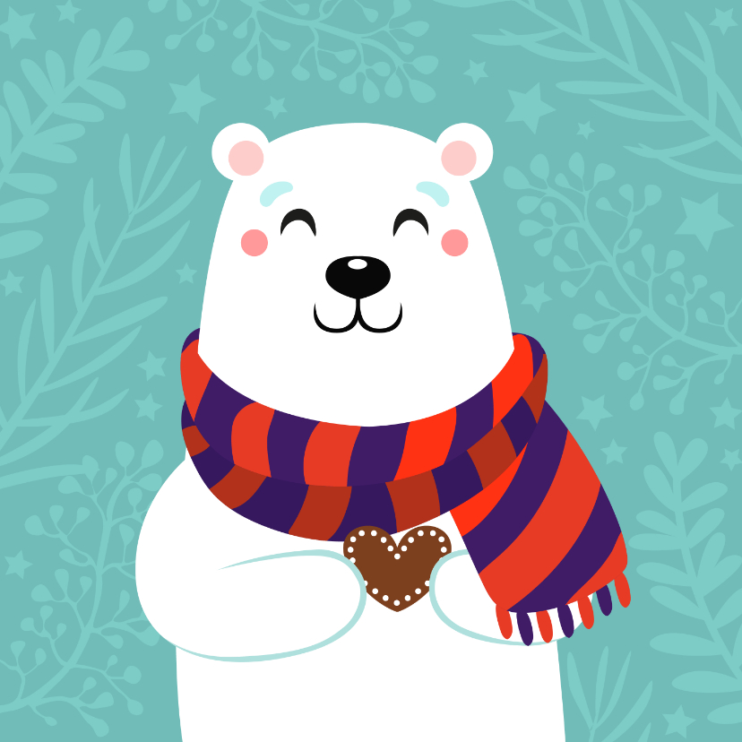Kerstkaarten - Lieve kerstkaart met ijsbeer met hartje