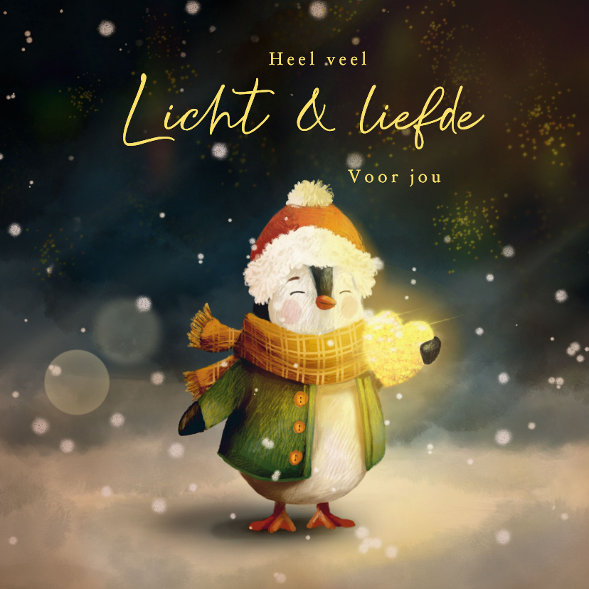 Kerstkaarten - Lieve kerstkaart om iemand licht en liefde te wensen