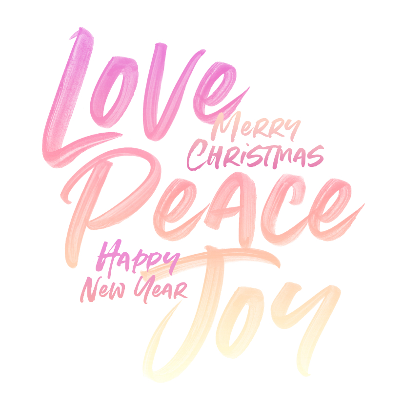 Love Peace Joy kerstkaart typografie - Kerstkaarten Kerstkaarten - Love Peace Joy kerstkaart typografie