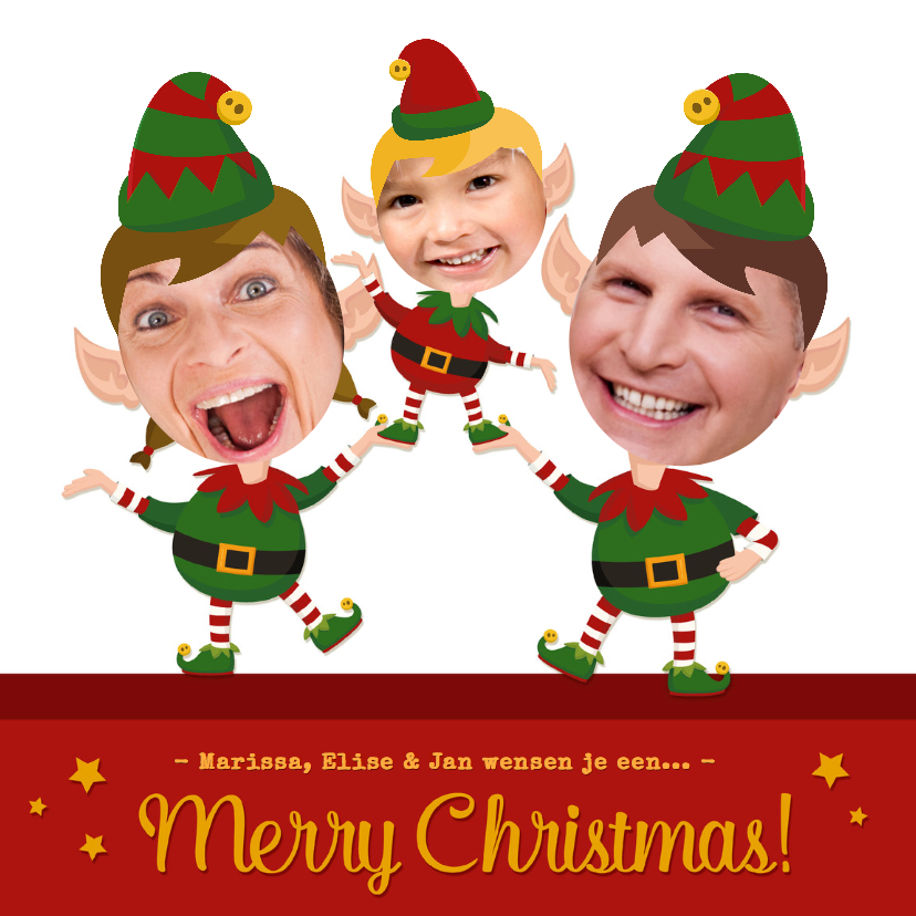 Maak van jezelf een Elf - 3 pers - Kerstkaarten Kerstkaarten - Maak van jezelf een Elf - 3 pers