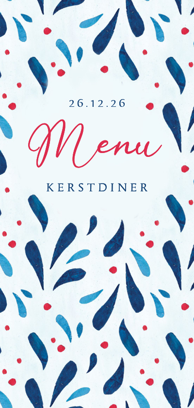 Menukaart kerstdiner in winers thema met maretak - Kerstkaarten Kerstkaarten - Menukaart kerstdiner in winers thema met maretak