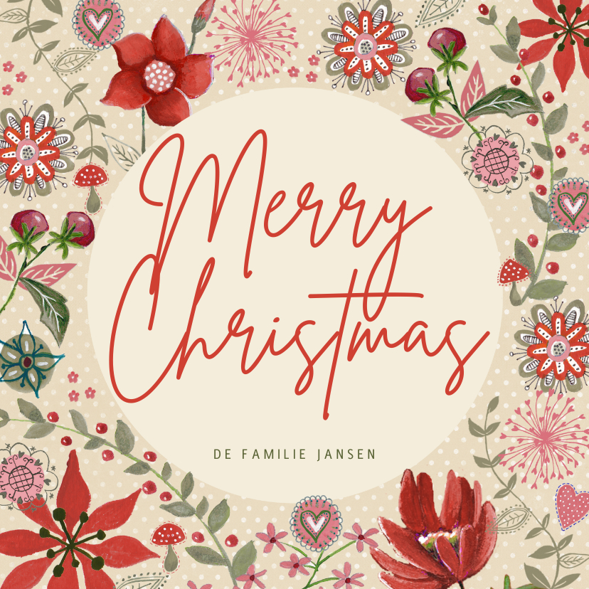 Merry Christmas Bloemen - Kerstkaarten Kerstkaarten - Merry Christmas Bloemen