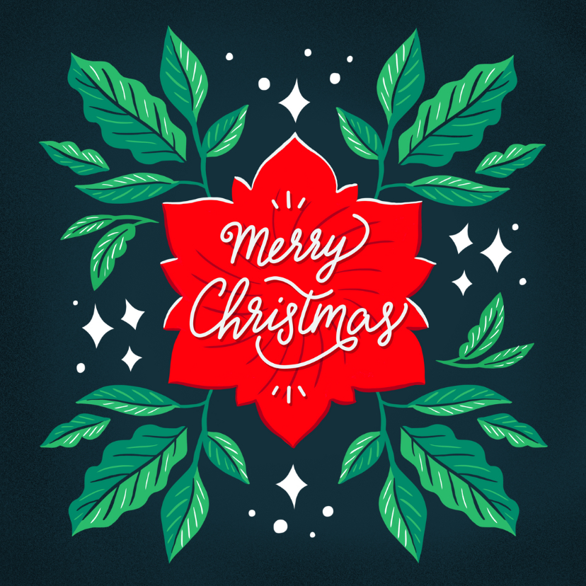 Merry Christmas groene bladeren illustratie - Kerstkaarten Kerstkaarten - Merry Christmas groene bladeren illustratie