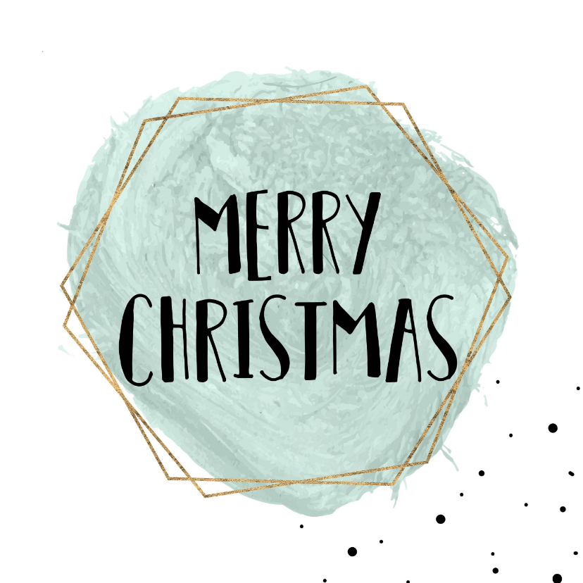Merry Christmas Waterverf met goud kader - Kerstkaarten Kerstkaarten - Merry Christmas Waterverf met goud kader