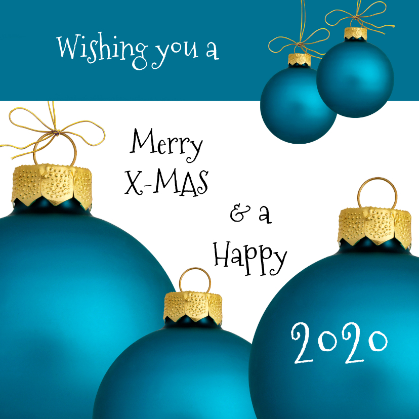 Merry X-Mas Blue Christmas balls 2020 - Kerstkaarten Kerstkaarten - Merry X-Mas Blue Christmas balls 2020