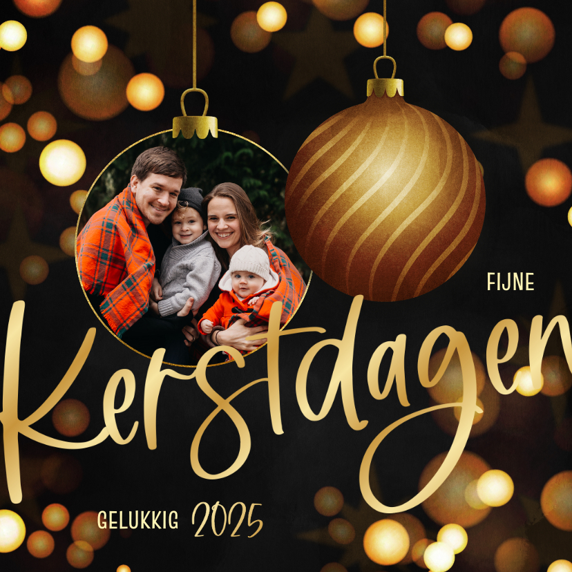 Kerstkaarten - Moderne kerstkaart foto kerstballen