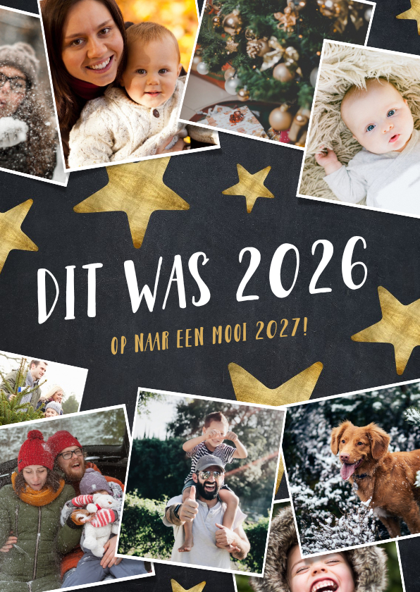 Kerstkaarten - Moderne kerstkaart fotocollage met hoogtepunten 2026
