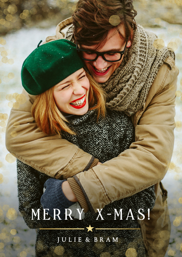 Moderne kerstkaart met eigen foto en aanpasbare teksten - Kerstkaarten Kerstkaarten - Moderne kerstkaart met eigen foto en aanpasbare teksten
