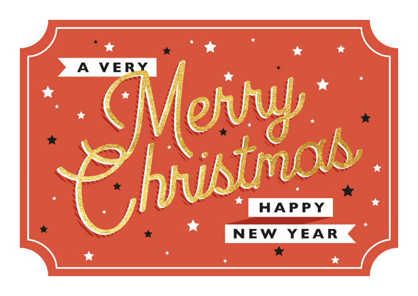 Moderne kerstkaart met retro typografie - Kerstkaarten Kerstkaarten - Moderne kerstkaart met retro typografie
