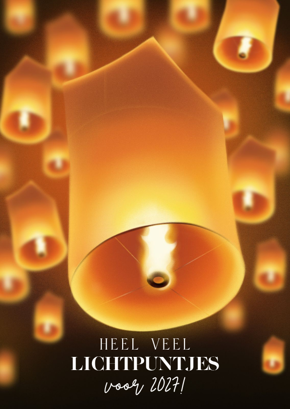 Moderne kerstkaart wensballon veel lichtpuntjes voor 2027! - Kerstkaarten Kerstkaarten - Moderne kerstkaart wensballon veel lichtpuntjes voor 2027!