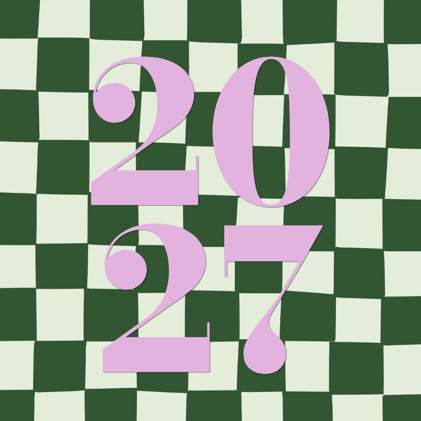 Moderne kerstkaarten met groene blokjes 2027 - Kerstkaarten Kerstkaarten - Moderne kerstkaarten met groene blokjes 2027