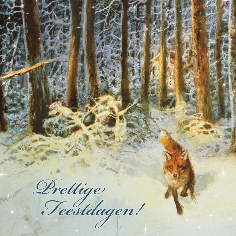 Natuurkerstkaart met wintertafereel 'Vos in het bos' - Kerstkaarten Kerstkaarten - Natuurkerstkaart met wintertafereel 'Vos in het bos'