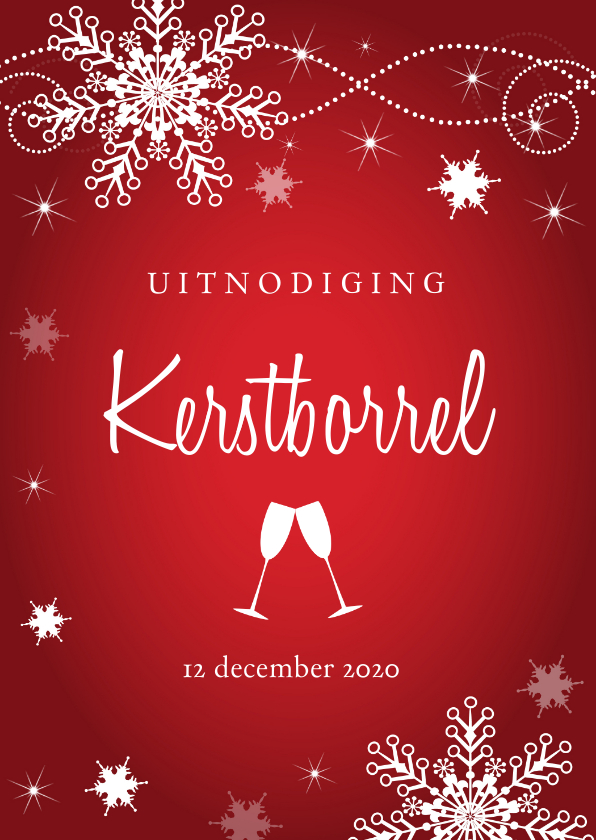 Uitnodiging kerstborrel rood - Kerstkaarten Kerstkaarten - Uitnodiging kerstborrel rood