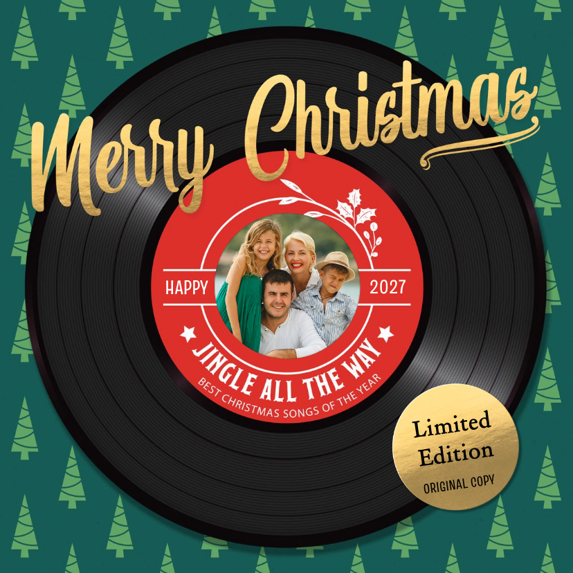 Originele kerstkaart LP Merry Christmas - Kerstkaarten Kerstkaarten - Originele kerstkaart LP Merry Christmas