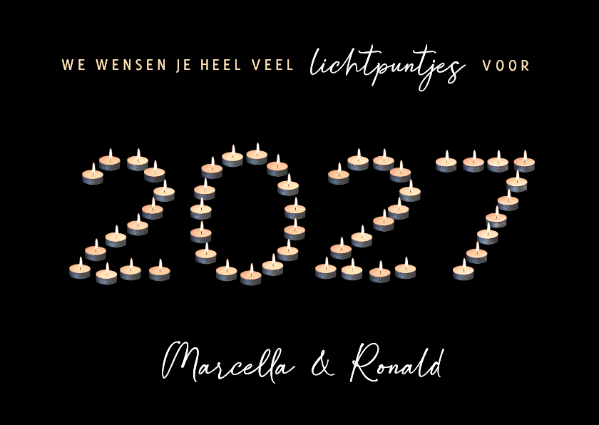 Kerstkaarten - Originele kerstkaart met jaartal 2027 van waxinelichtjes