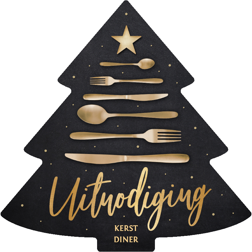 Originele uitnodiging kerstdiner met bestek boom - Kerstkaarten Kerstkaarten - Originele uitnodiging kerstdiner met bestek boom
