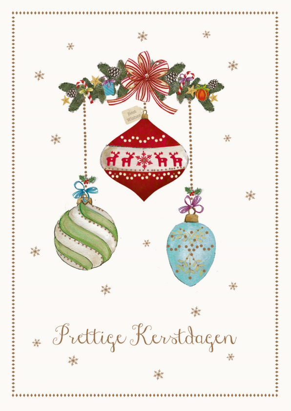 Prettige kerstdagen kaart met kerstballen - Kerstkaarten Kerstkaarten - Prettige kerstdagen kaart met kerstballen