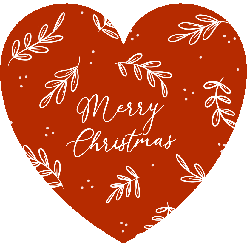Rood kerstkaartje hart met takjes merry christmas - Kerstkaarten Kerstkaarten - Rood kerstkaartje hart met takjes merry christmas