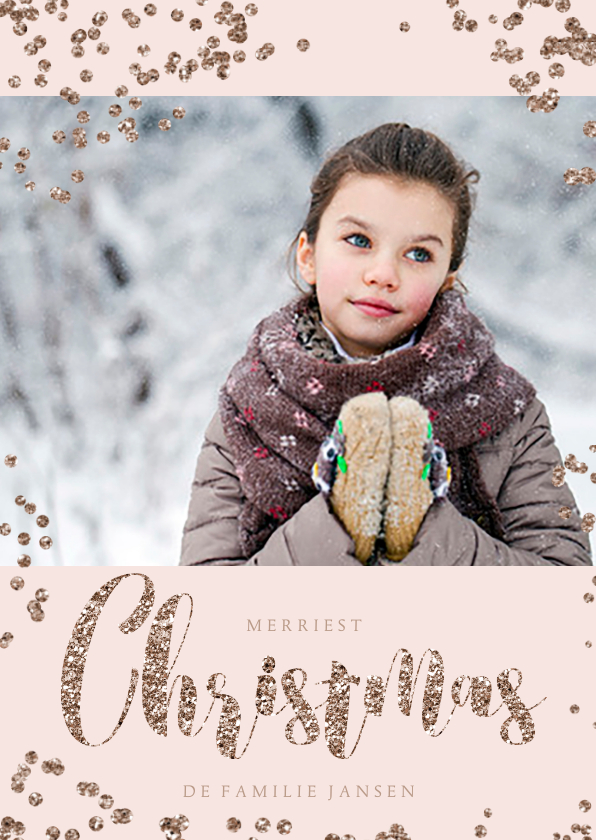 Rose Gold Glitter Stippen - Kerstkaarten Kerstkaarten - Rose Gold Glitter Stippen