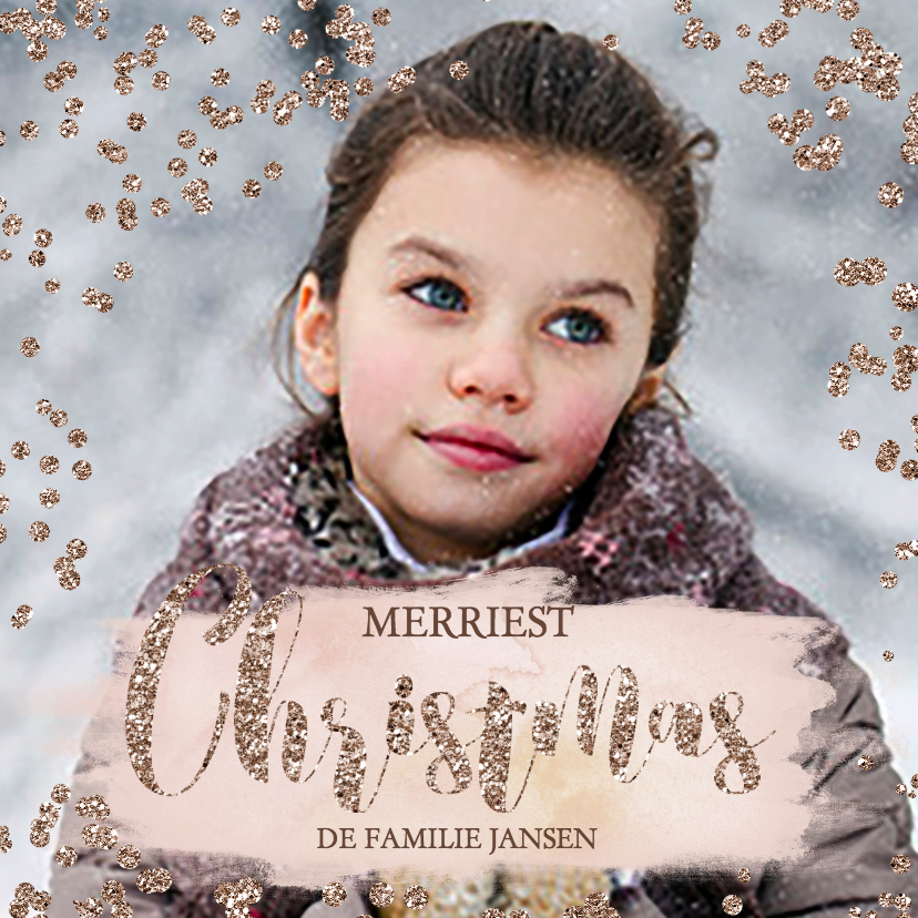Rose Gold stippen glitter effect - Kerstkaarten Kerstkaarten - Rose Gold stippen glitter effect