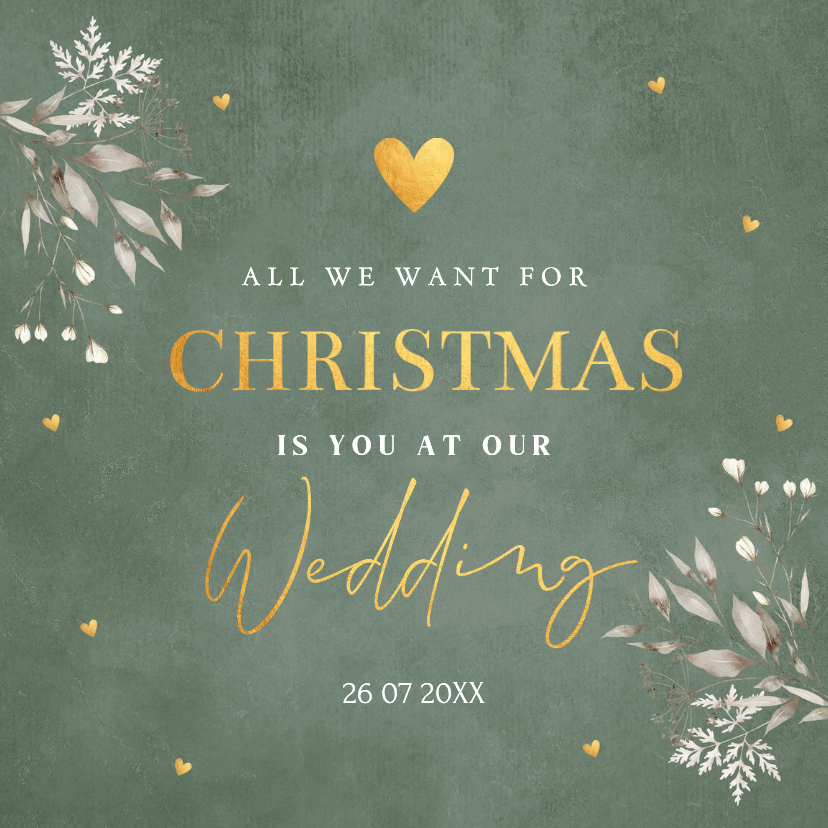 Save the Date kerstkaart groen botanisch goudlook - Kerstkaarten Kerstkaarten - Save the Date kerstkaart groen botanisch goudlook