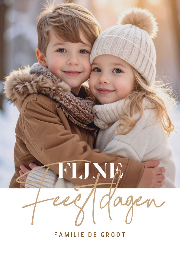 Simpele kerst fotokaart 'Fijne Feestdagen' aanpasbaar - Kerstkaarten Kerstkaarten - Simpele kerst fotokaart 'Fijne Feestdagen' aanpasbaar