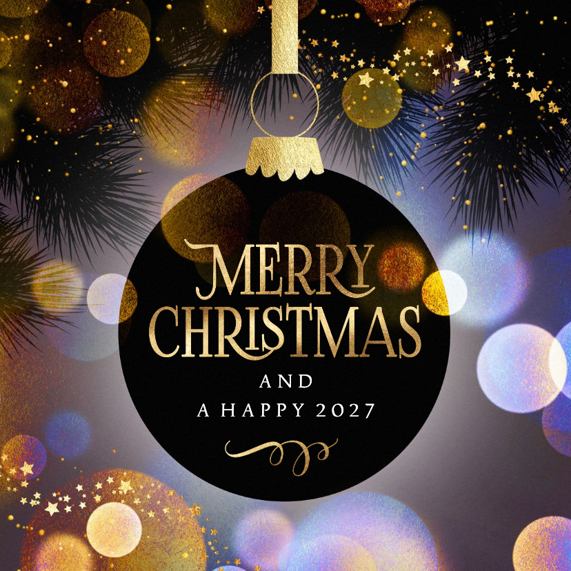 Sjieke kerstkaart internationaal kerstbal Merry Christmas - Kerstkaarten Kerstkaarten - Sjieke kerstkaart internationaal kerstbal Merry Christmas