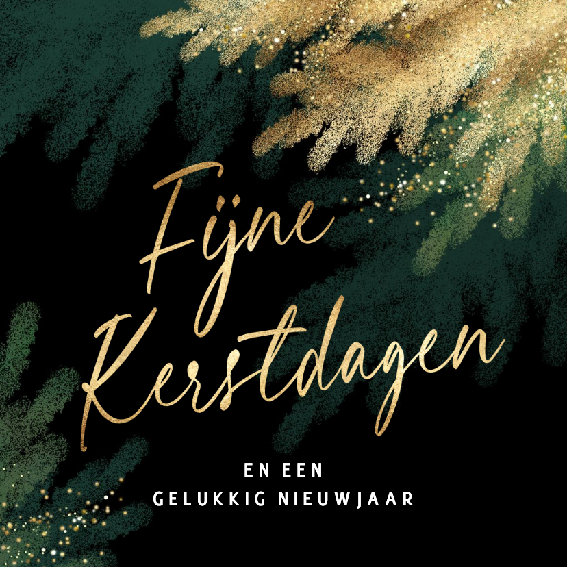 Sjieke kerstkaart kerstboom tak goud groen hip - Kerstkaarten Kerstkaarten - Sjieke kerstkaart kerstboom tak goud groen hip