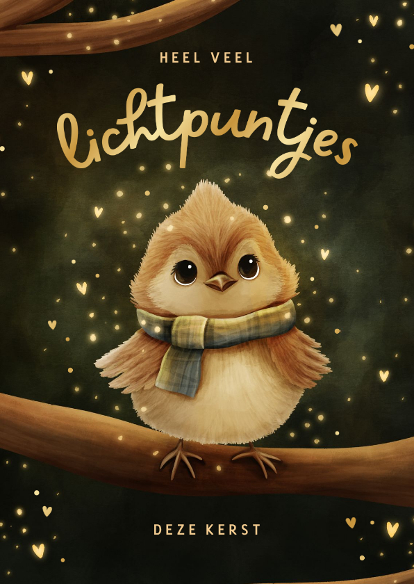 Sprankelende kerstkaart vogeltje lichtpuntjes voor jou - Kerstkaarten Kerstkaarten - Sprankelende kerstkaart vogeltje lichtpuntjes voor jou