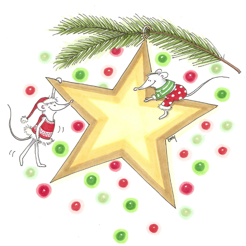 Ster met muizen - Kerstkaarten Kerstkaarten - Ster met muizen